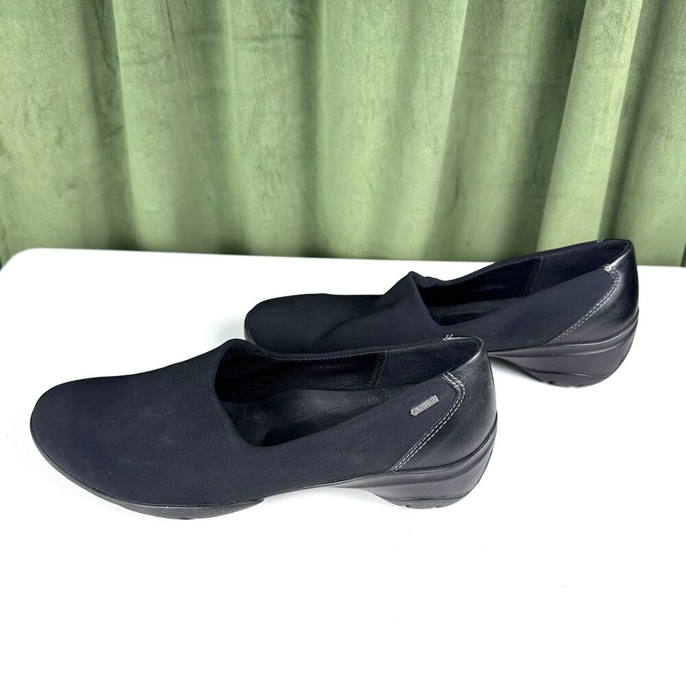 ECCO Rise GTX GoreTex Womens EU 40/US 9.5 Black Slip On Loafer Walking Shoes